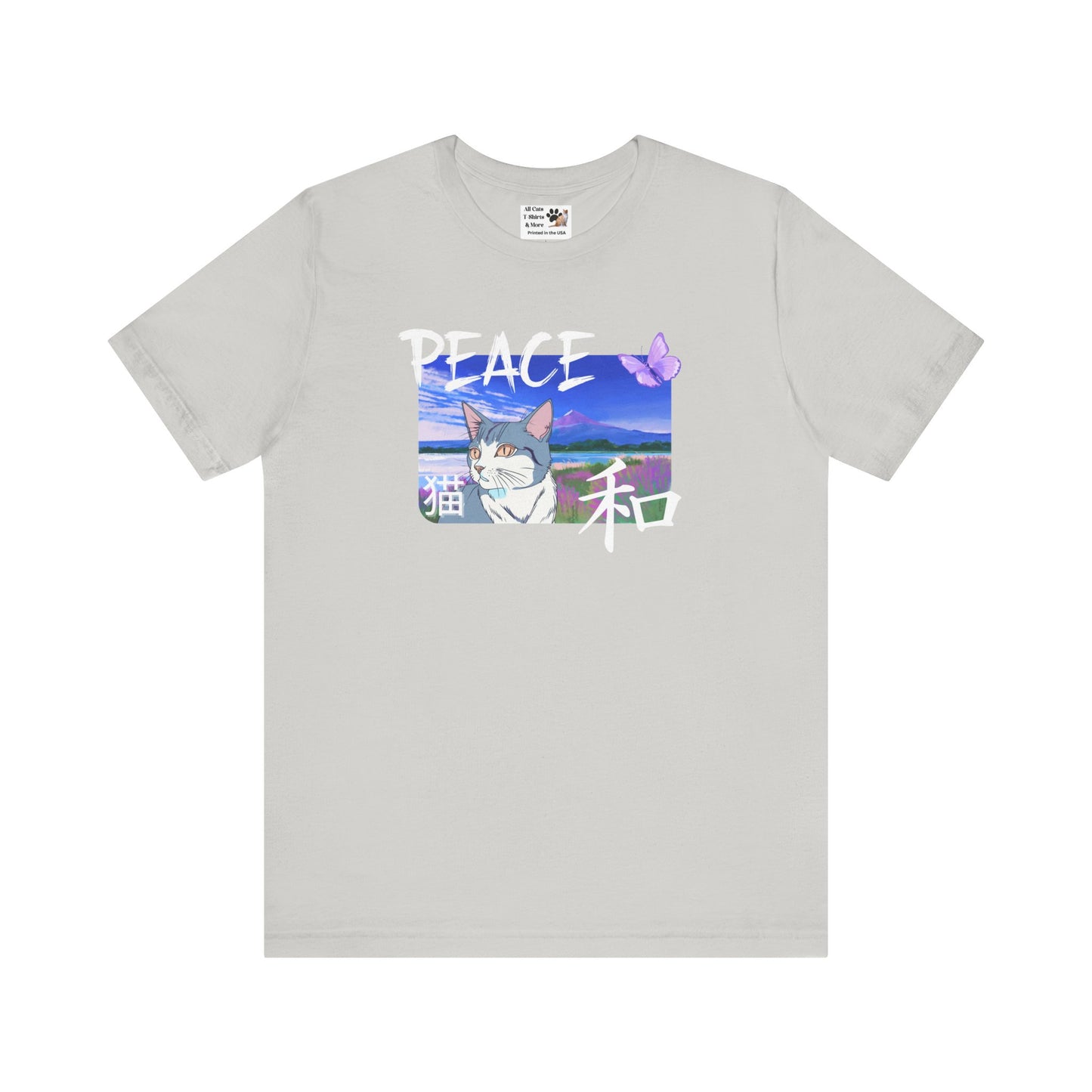 "Peace Cat" - A Japanese Anime Style Graphic Tee - (Unisex Jersey Short Sleeve T-Shirt)