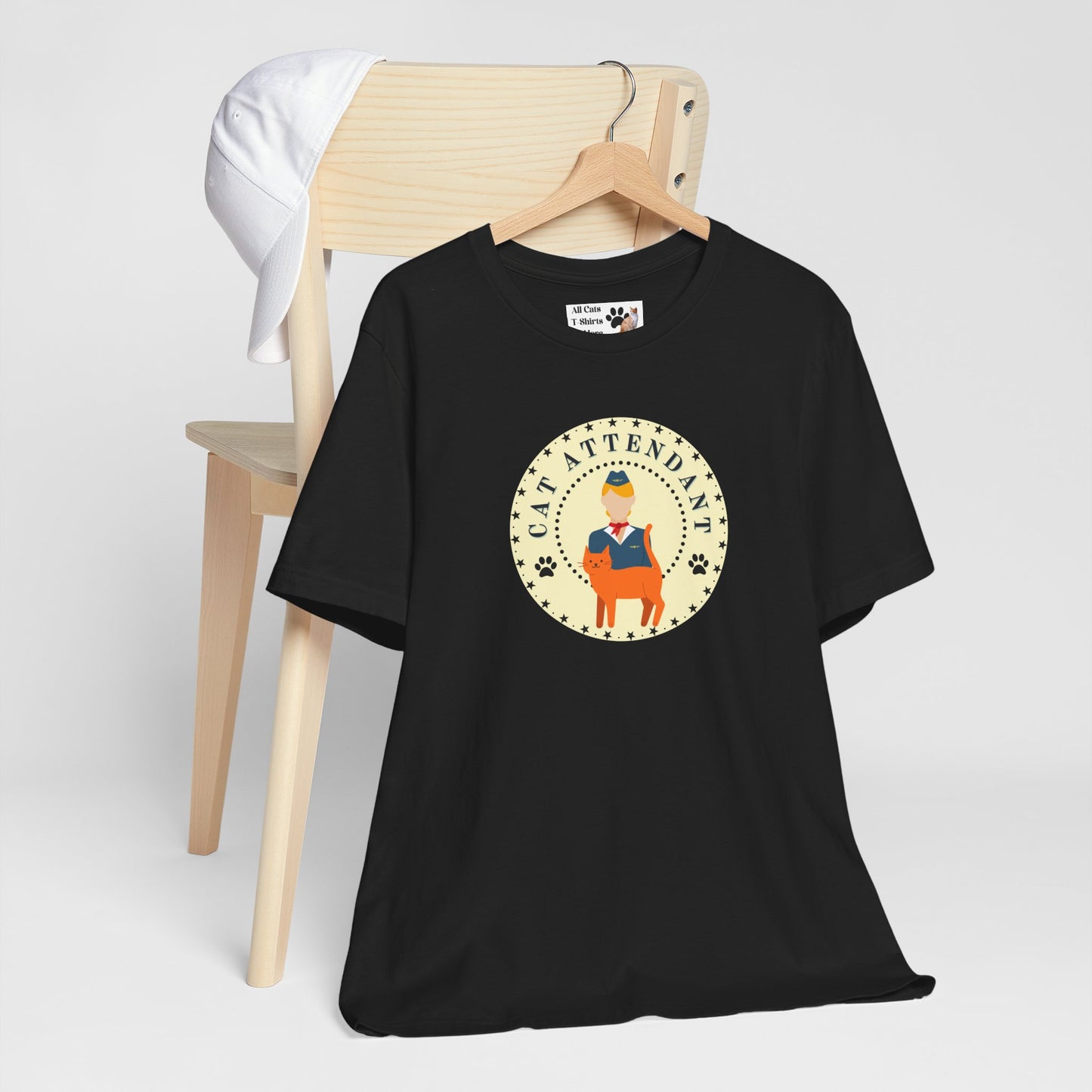 Cute "Cat Attendant" T-Shirt with Orange Cat - (Unisex Jersey Short Sleeve Tee - Perfect Gift for Cat Lovers!)