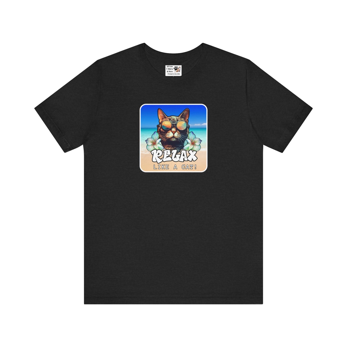 Relax Like a Cat T-Shirt (#5) - (Chill Cat Graphic Tee, Tropical Style Cat Tee, Unisex Casual Wear, Gift for Cat Lovers)
