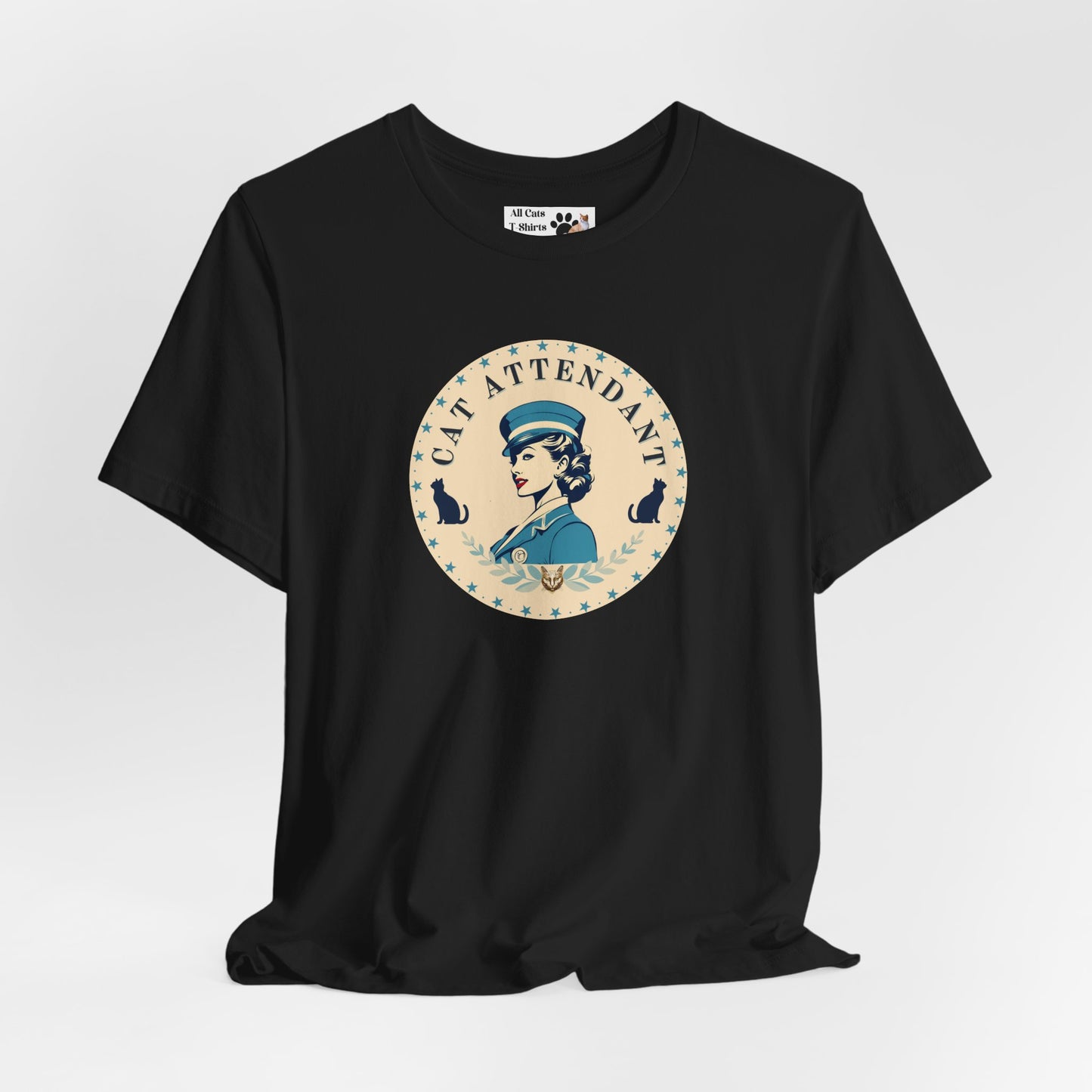 Vintage Style "Cat Attendant" T-Shirt - (Unisex Jersey Short Sleeve Tee - Perfect Gift for Cat Lovers!)