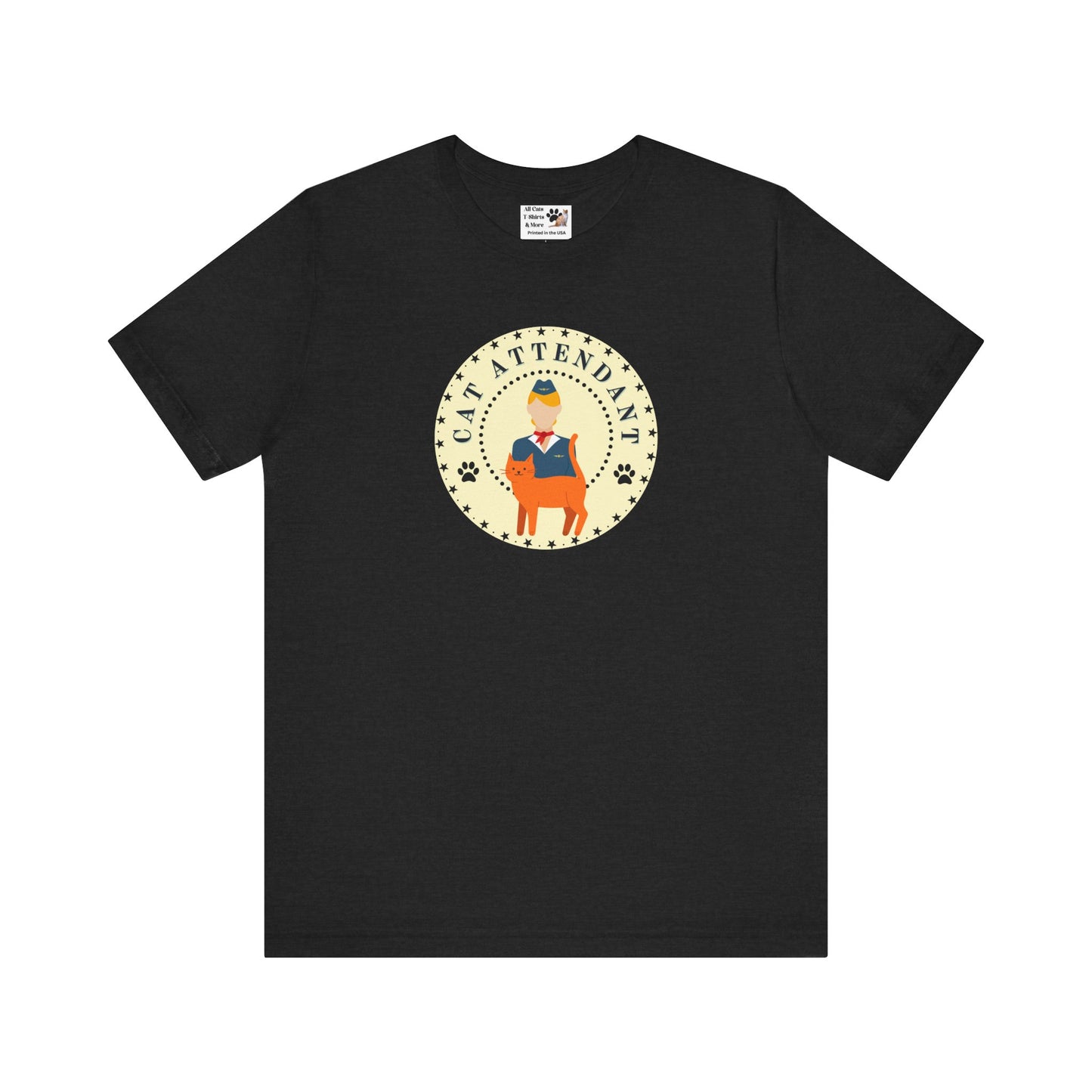 Cute "Cat Attendant" T-Shirt with Orange Cat - (Unisex Jersey Short Sleeve Tee - Perfect Gift for Cat Lovers!)