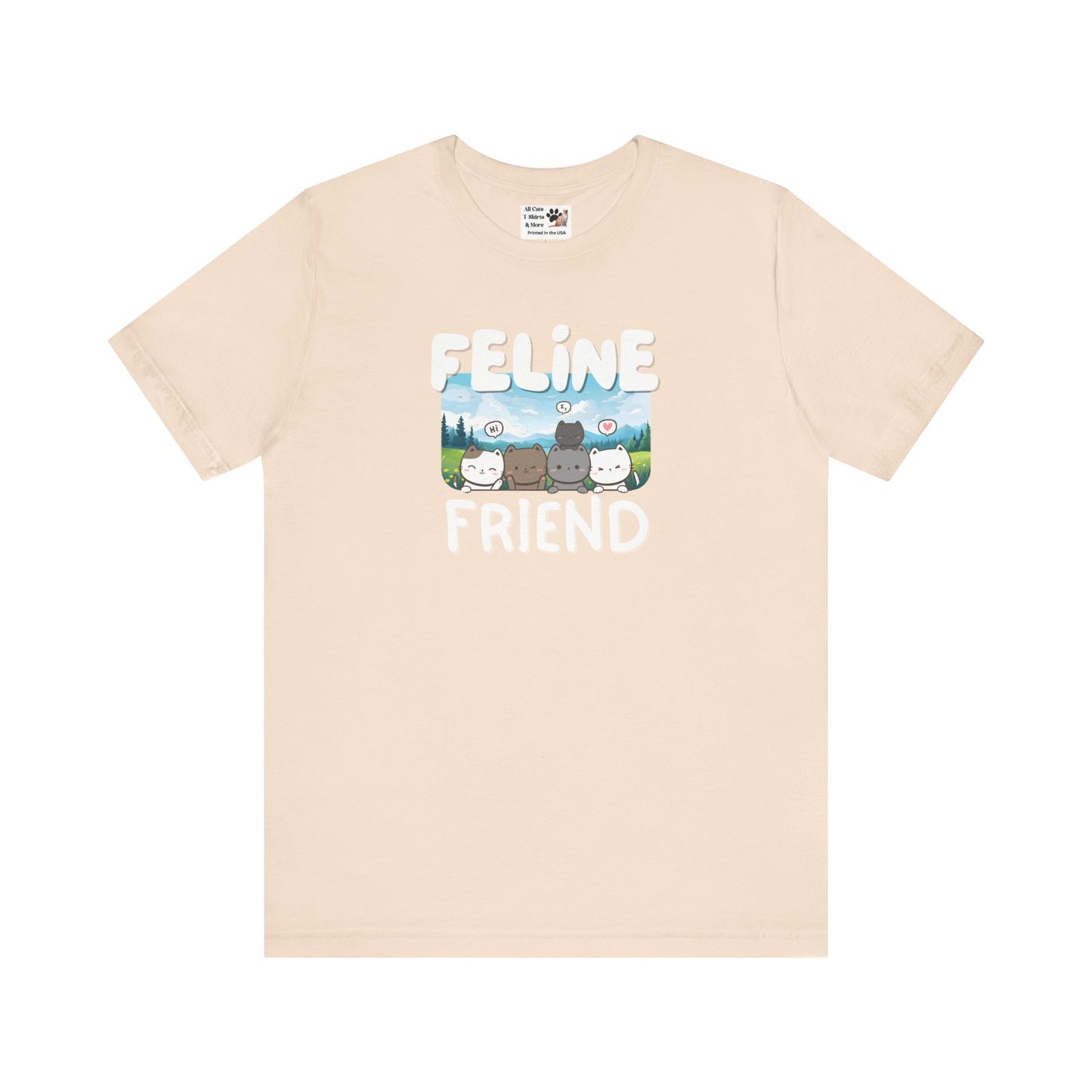Feline Friend Graphic T-Shirt - (Cute Unisex Cat Tee)