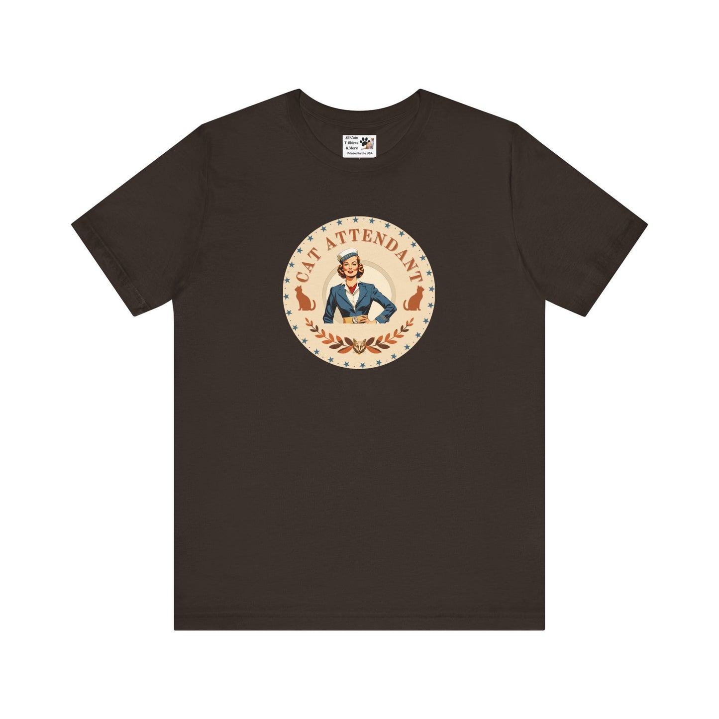 Vintage Style "Cat Attendant" T-Shirt - (Unisex Jersey Short Sleeve Tee - Perfect Gift for Cat Lovers!)