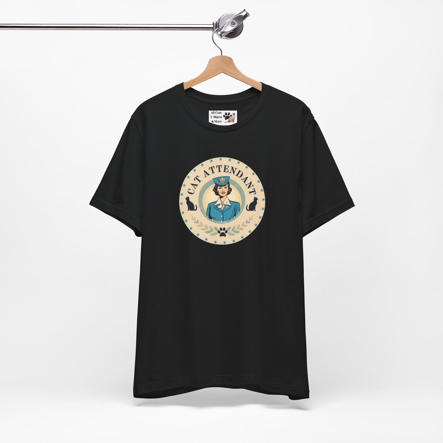 Vintage Style "Cat Attendant" T-Shirt - (Unisex Jersey Short Sleeve Tee - Perfect Gift for Cat Lovers!)