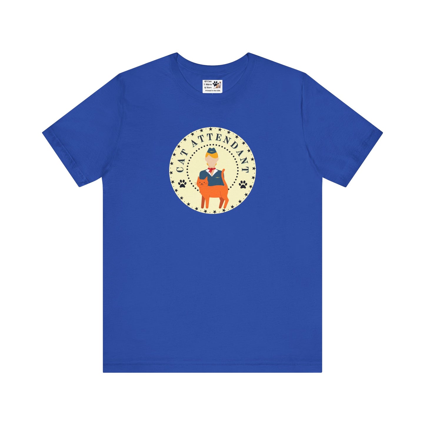 Cute "Cat Attendant" T-Shirt with Orange Cat - (Unisex Jersey Short Sleeve Tee - Perfect Gift for Cat Lovers!)