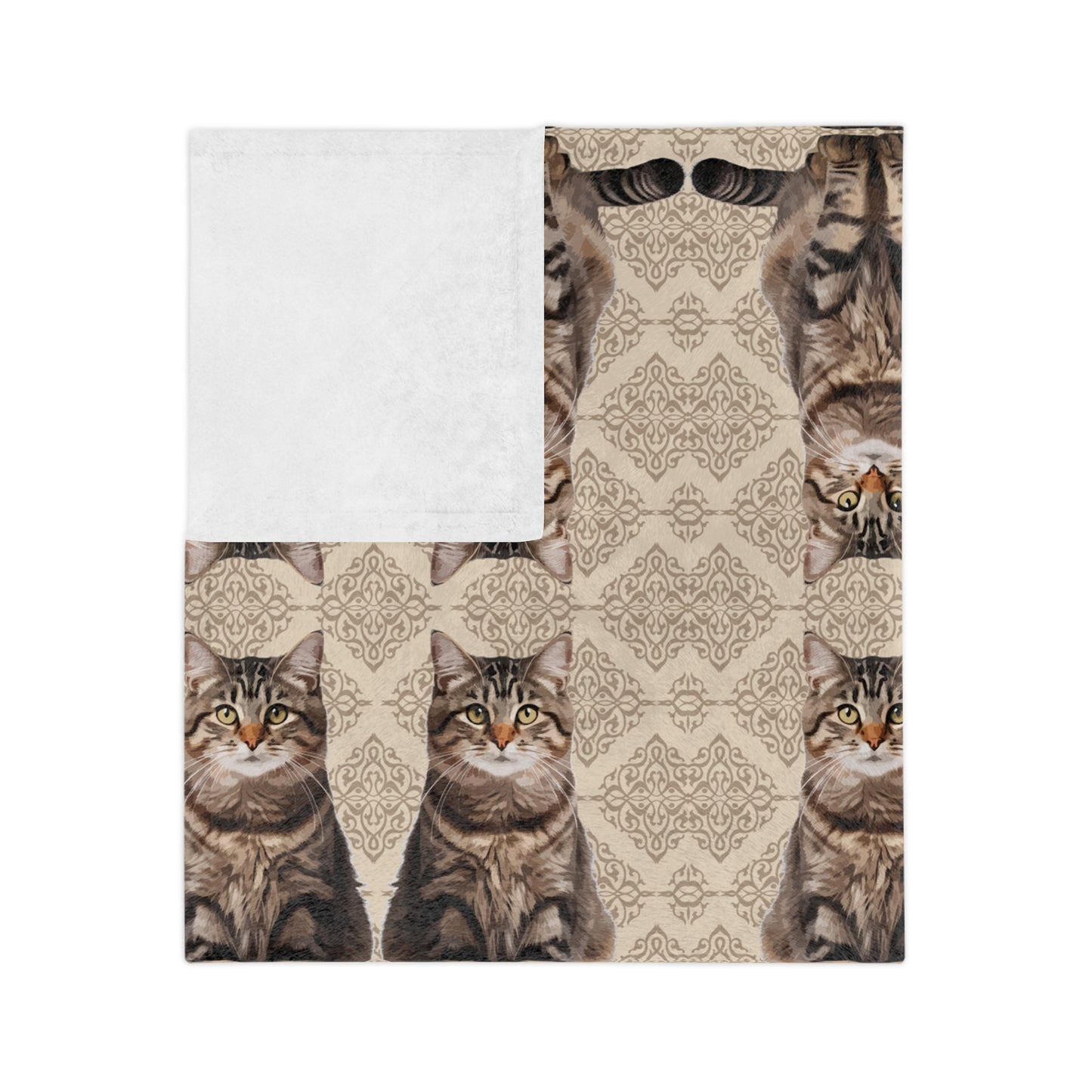 Cat "Mirror Pattern" Velveteen Blanket, Cozy Cat Blankets for Cat Lovers, Cat Decor for Home, Gifts for Pet Owners, Soft Microfiber Throw Blanket