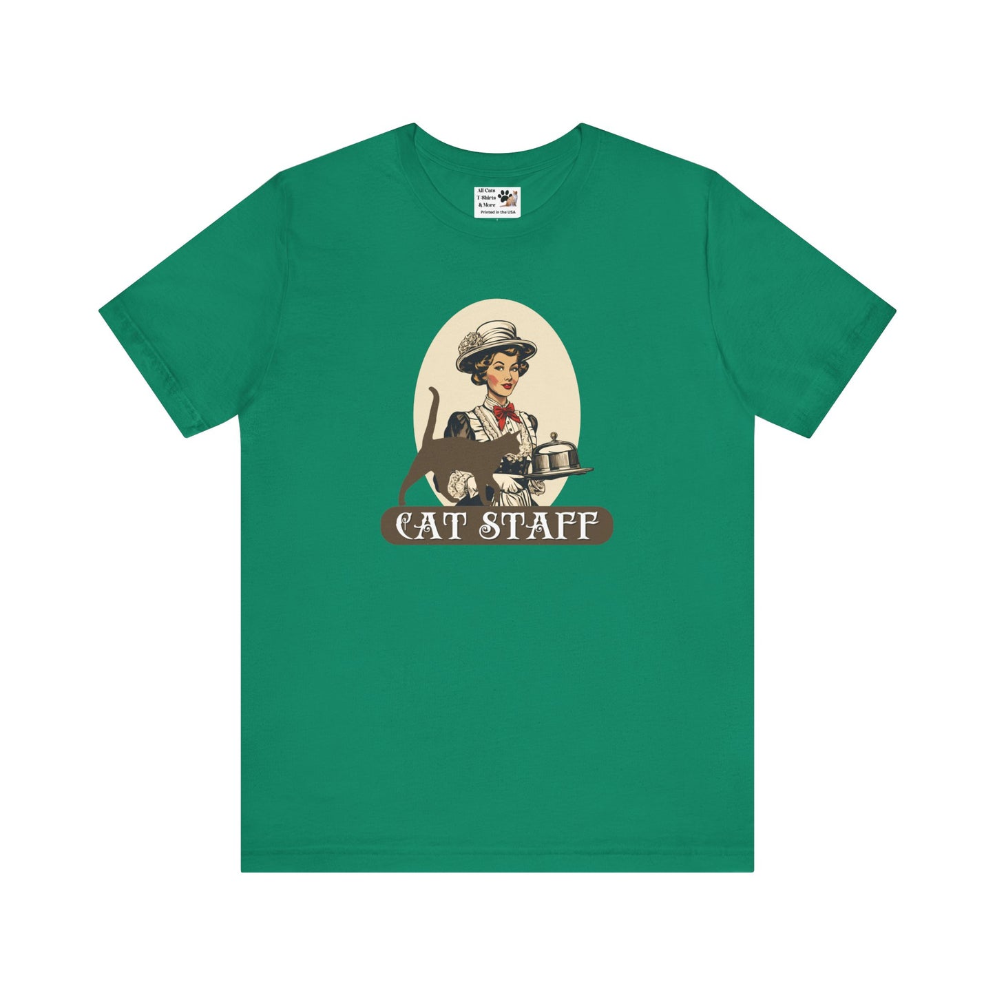 Cat Staff T-Shirt - ("Victorian Era Style" - Unisex Jersey Tee - Perfect for Cat Lovers)