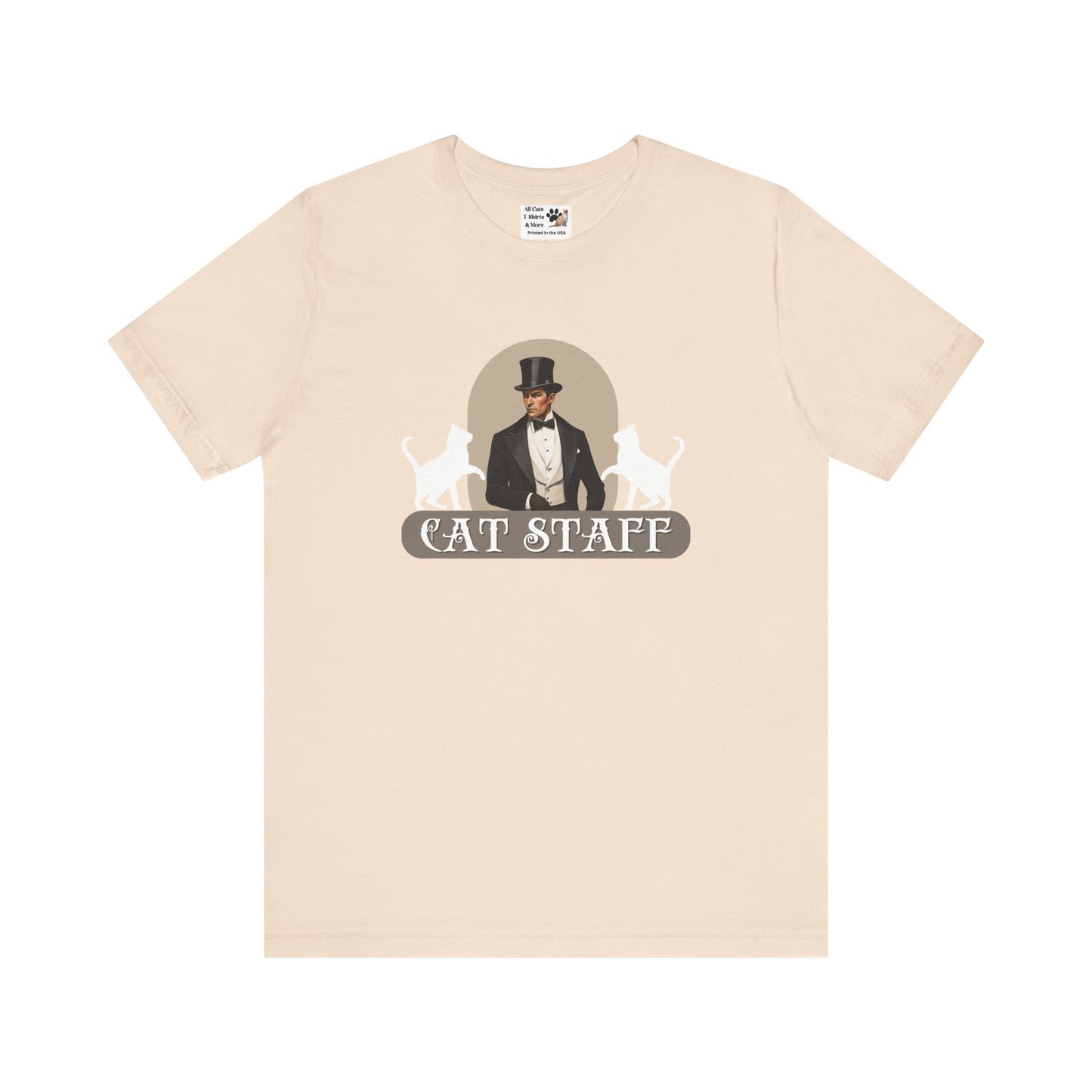Cat Staff T-Shirt - ("Victorian Era Style" - Unisex Jersey Tee - Perfect for Cat Lovers)