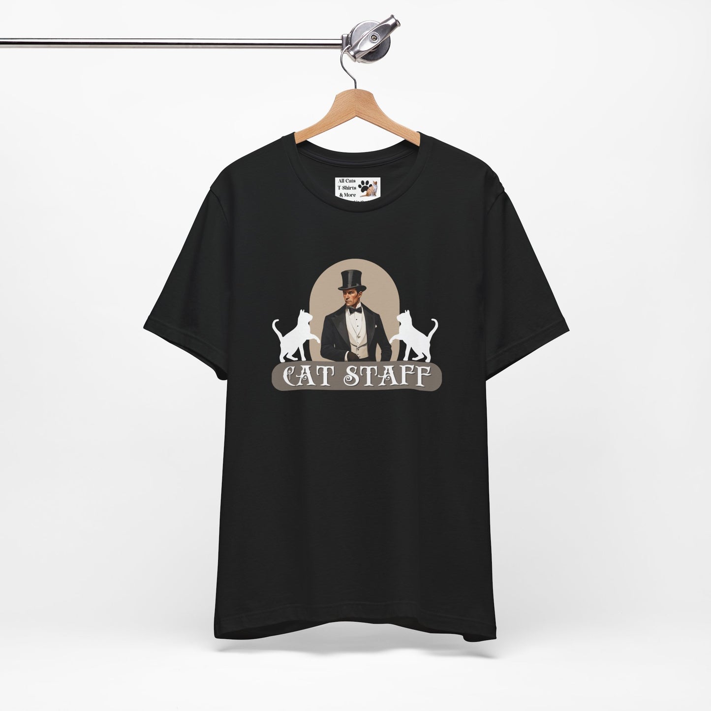 Cat Staff T-Shirt - ("Victorian Era Style" - Unisex Jersey Tee - Perfect for Cat Lovers)