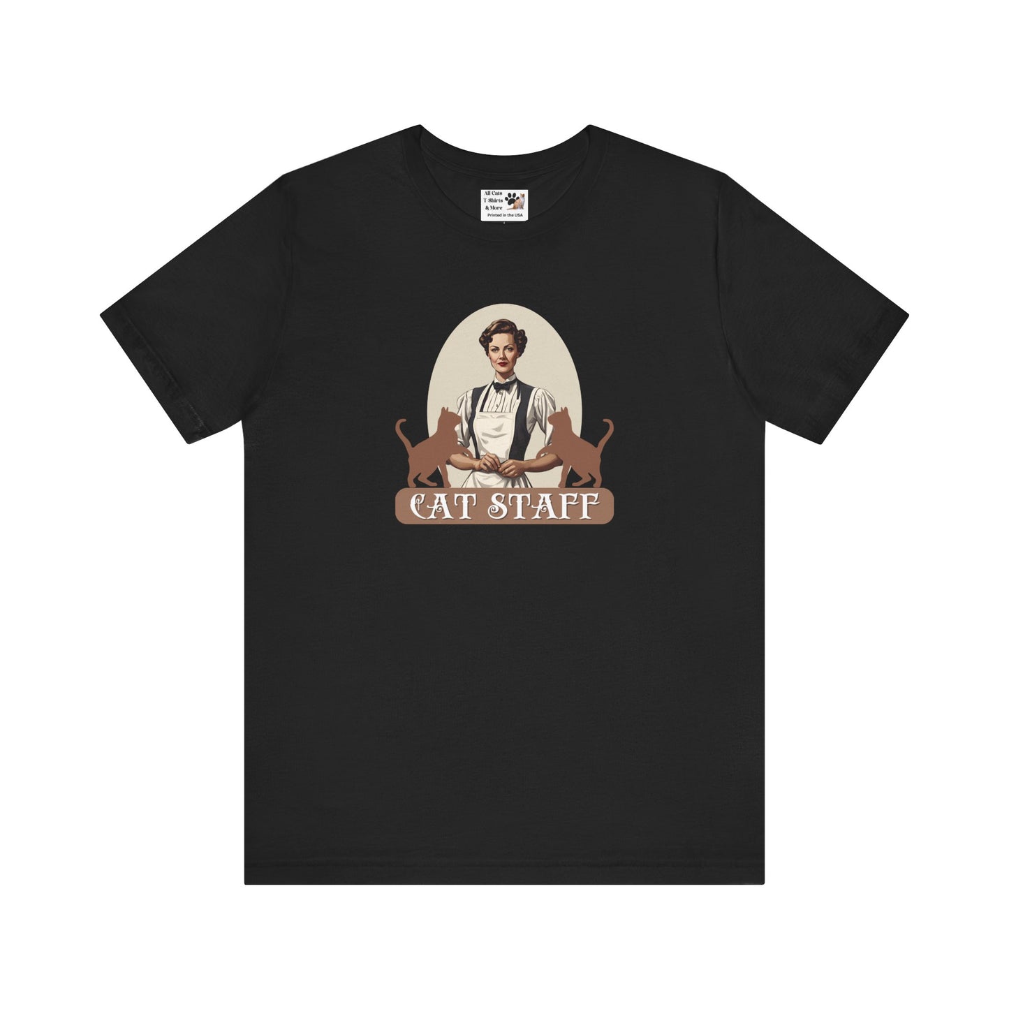 Cat Staff T-Shirt - ("Victorian Era Style" - Unisex Jersey Tee - Perfect for Cat Lovers)