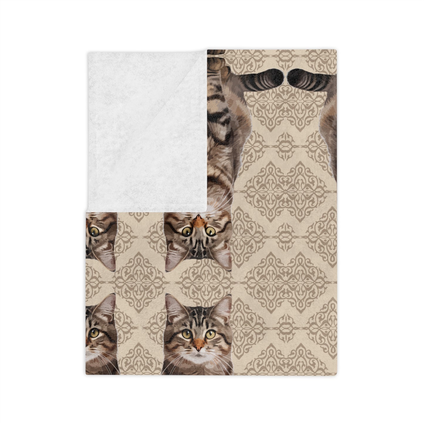 Cat "Mirror Pattern" Velveteen Blanket, Cozy Cat Blankets for Cat Lovers, Cat Decor for Home, Gifts for Pet Owners, Soft Microfiber Throw Blanket