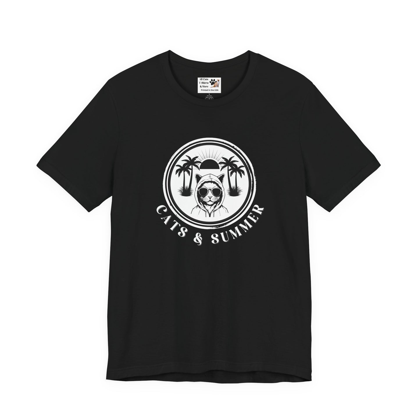 Cats & Summer Graphic T-Shirt - (Fun Summer Vibes, Perfect Gift for Cat Lovers, Beach Days, Unisex Tee)