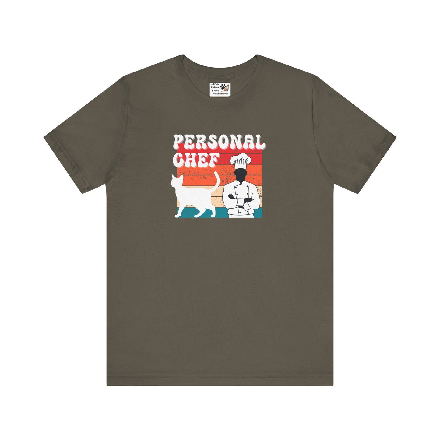 Personal Chef for Cats T-Shirt (#19 - Distressed Style Vintage Sunset, Unisex Jersey Tee)