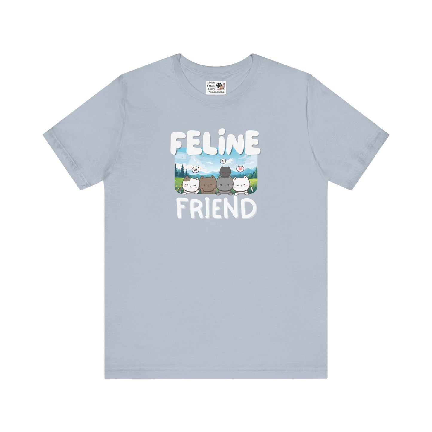 Feline Friend Graphic T-Shirt - (Cute Unisex Cat Tee)