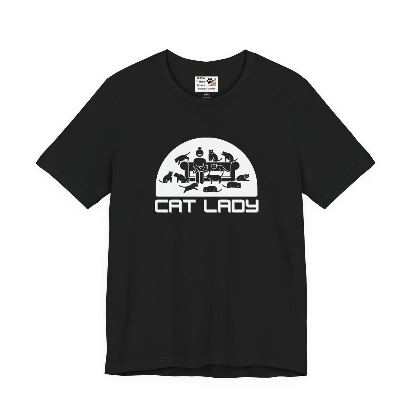 Cute Cat Lady T-Shirt - (Unisex Jersey Tee - Perfect Gift for Cat Moms!)