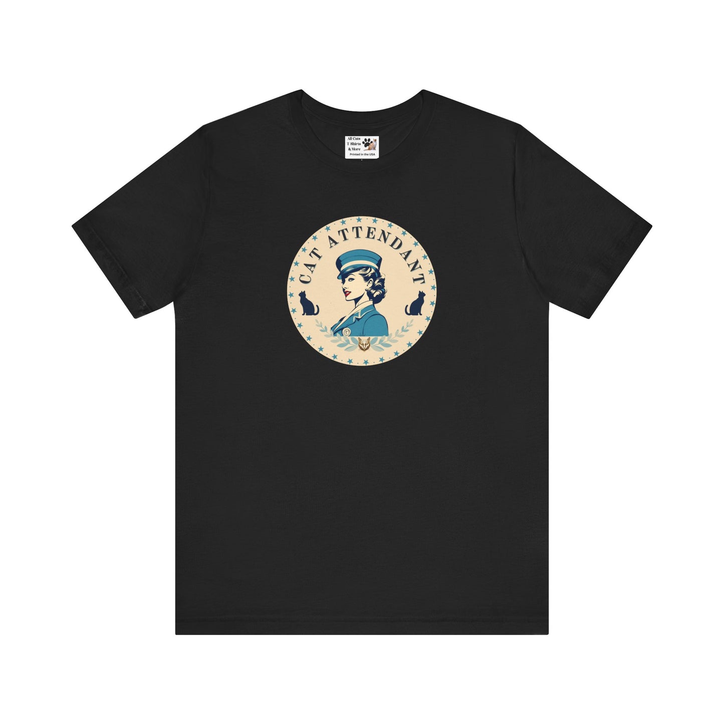 Vintage Style "Cat Attendant" T-Shirt - (Unisex Jersey Short Sleeve Tee - Perfect Gift for Cat Lovers!)