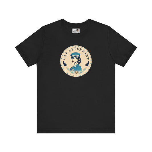 Vintage Style "Cat Attendant" T-Shirt - (Unisex Jersey Short Sleeve Tee - Perfect Gift for Cat Lovers!)