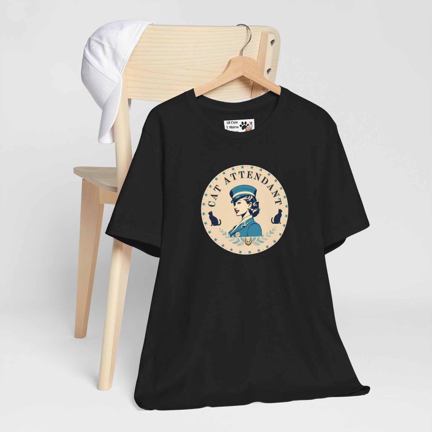 Vintage Style "Cat Attendant" T-Shirt - (Unisex Jersey Short Sleeve Tee - Perfect Gift for Cat Lovers!)