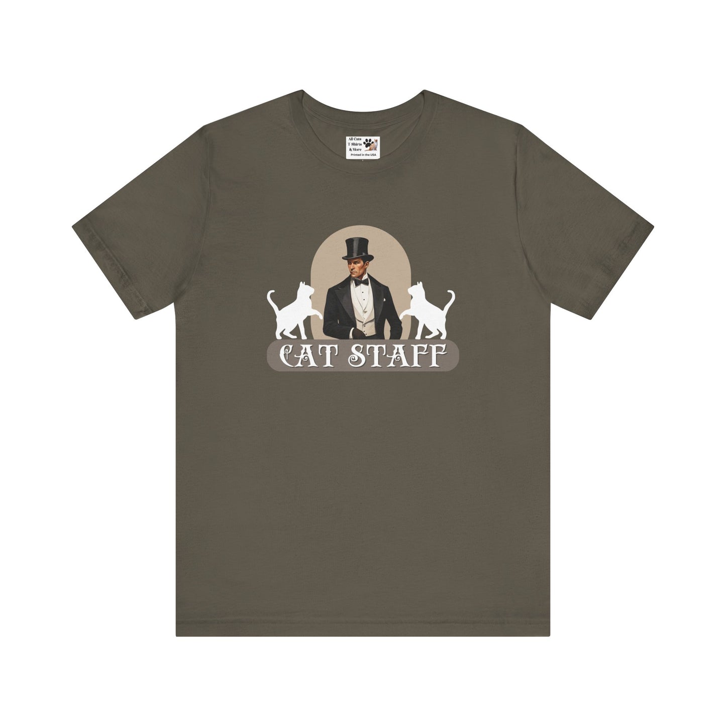 Cat Staff T-Shirt - ("Victorian Era Style" - Unisex Jersey Tee - Perfect for Cat Lovers)