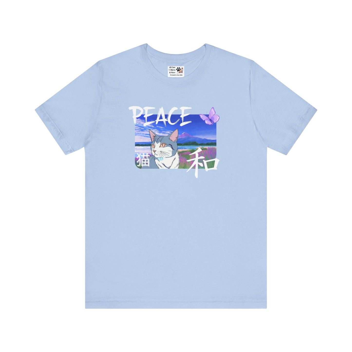 "Peace Cat" - A Japanese Anime Style Graphic Tee - (Unisex Jersey Short Sleeve T-Shirt)