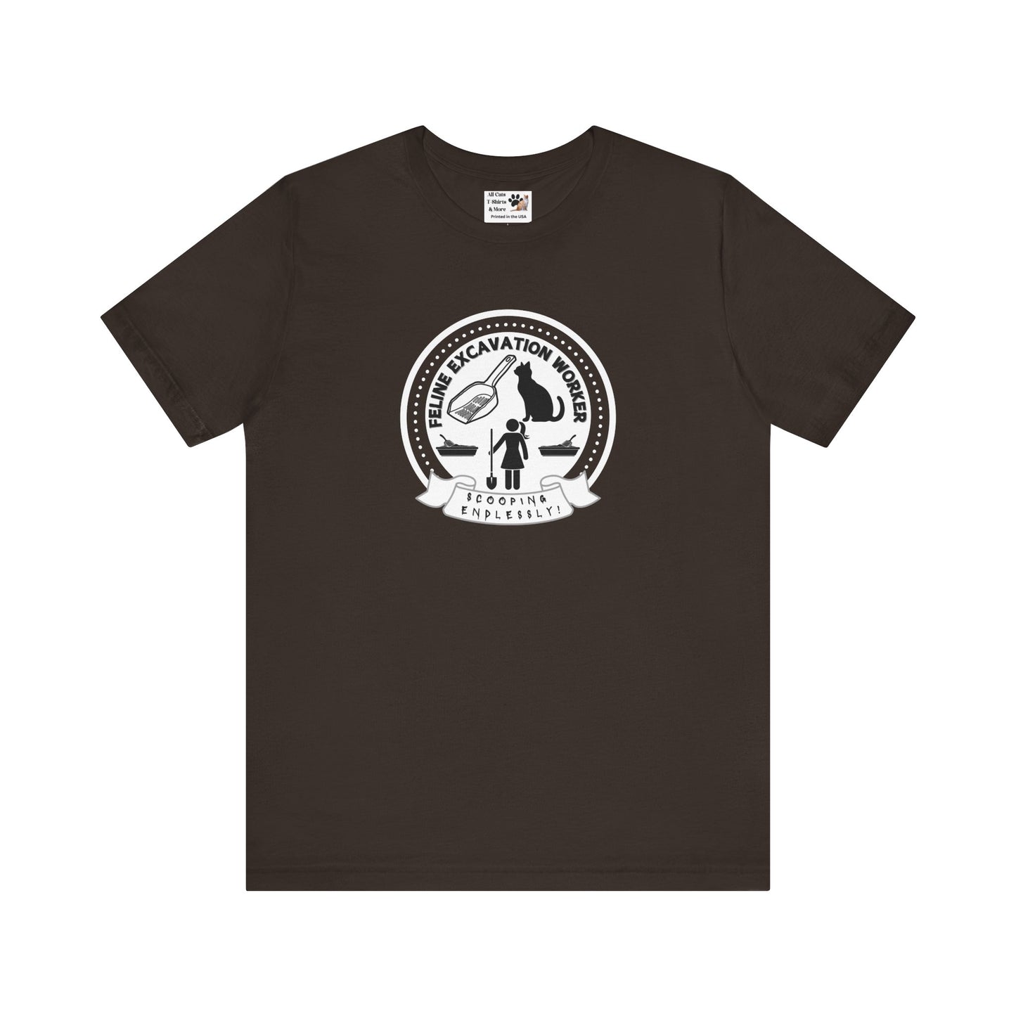 Fun Female Feline Excavation Worker Graphic T-Shirt - (Unisex Jersey Tee - Perfect for Cat Owners!)