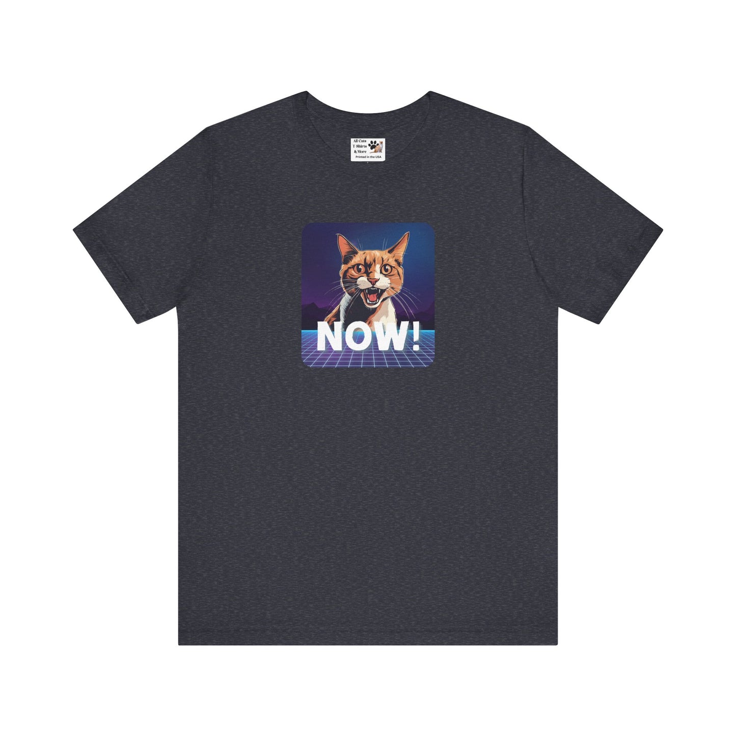 "NOW Cat" Retro Graphic T-Shirt - (Unisex Short Sleeve Tee - Fun & Quirky Design for Cat Fans)