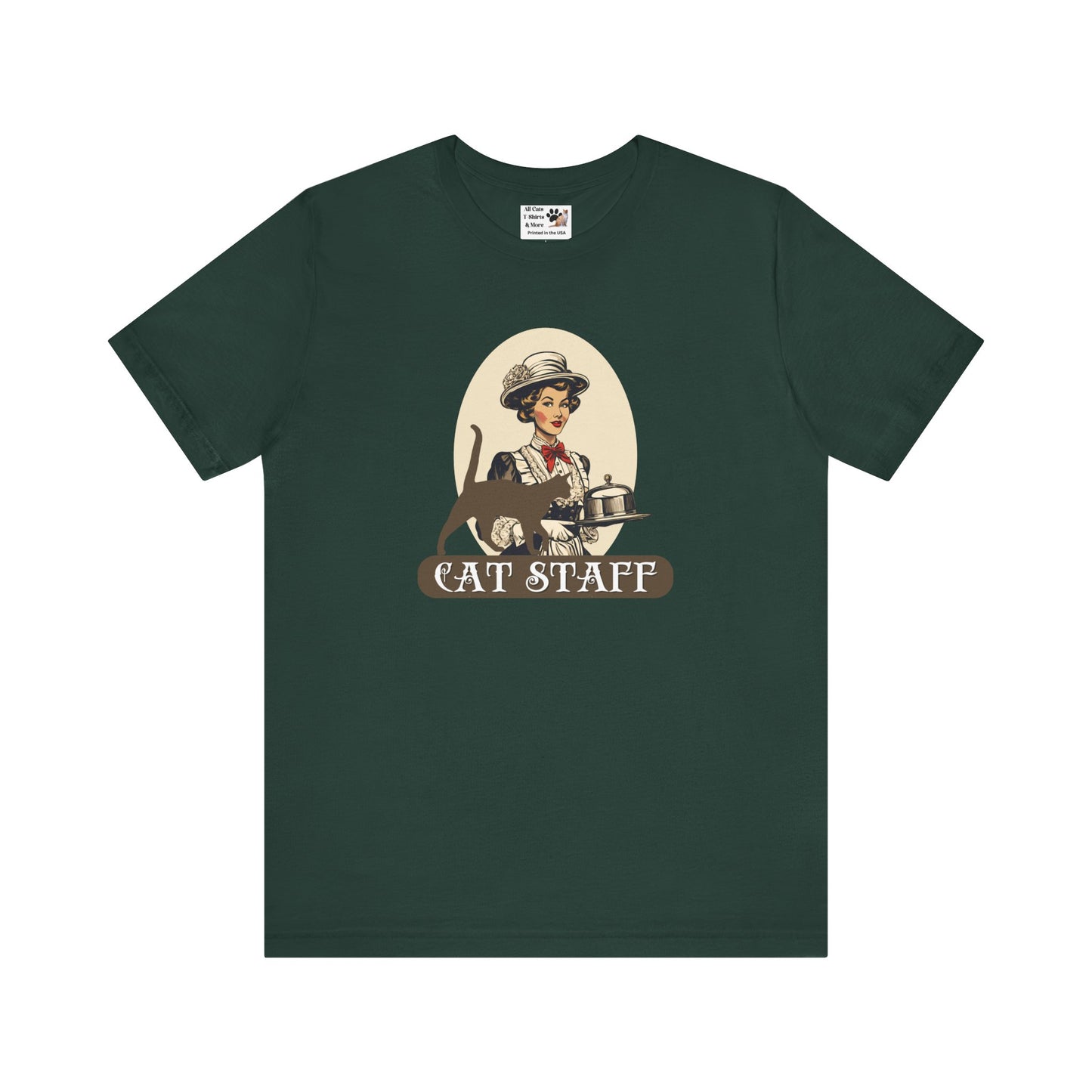 Cat Staff T-Shirt - ("Victorian Era Style" - Unisex Jersey Tee - Perfect for Cat Lovers)