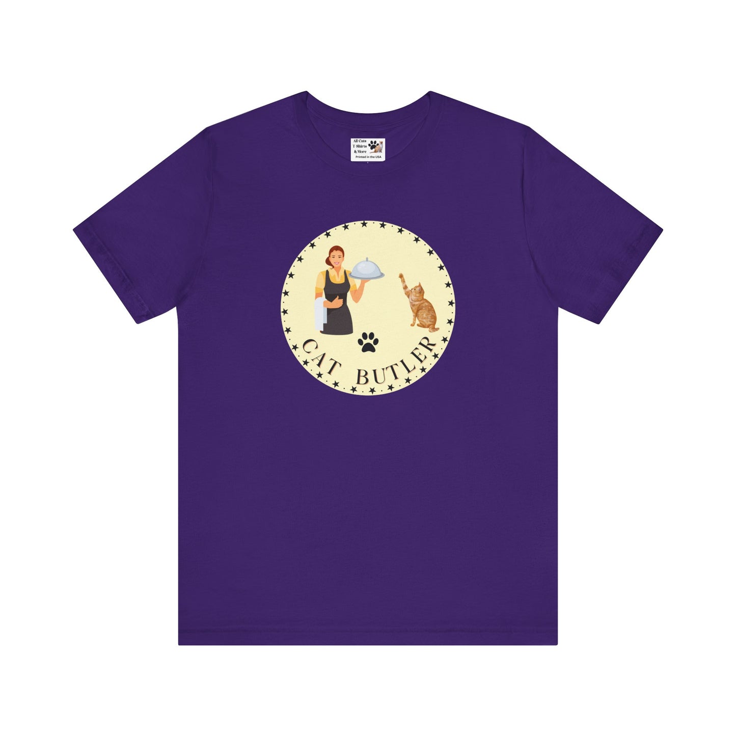 "Cat Butler" T-Shirt - With Vintage Style Design - (Unisex Jersey Short Sleeve Tee - Perfect Gift for Cat Lovers!)