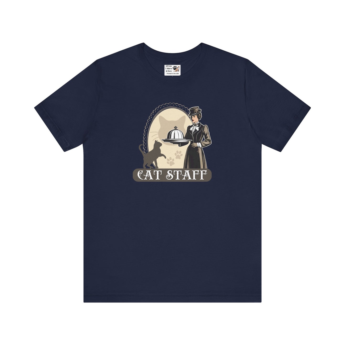 Cat Staff T-Shirt - ("Victorian Era Style" - Unisex Jersey Tee - Perfect for Cat Lovers)