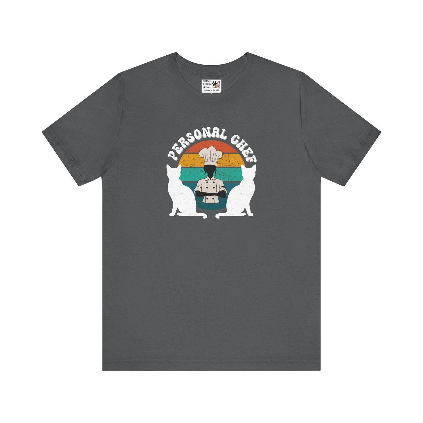 Personal Chef for Cats T-Shirt (#20 - Distressed Style Vintage Sunset, Unisex Jersey Tee)