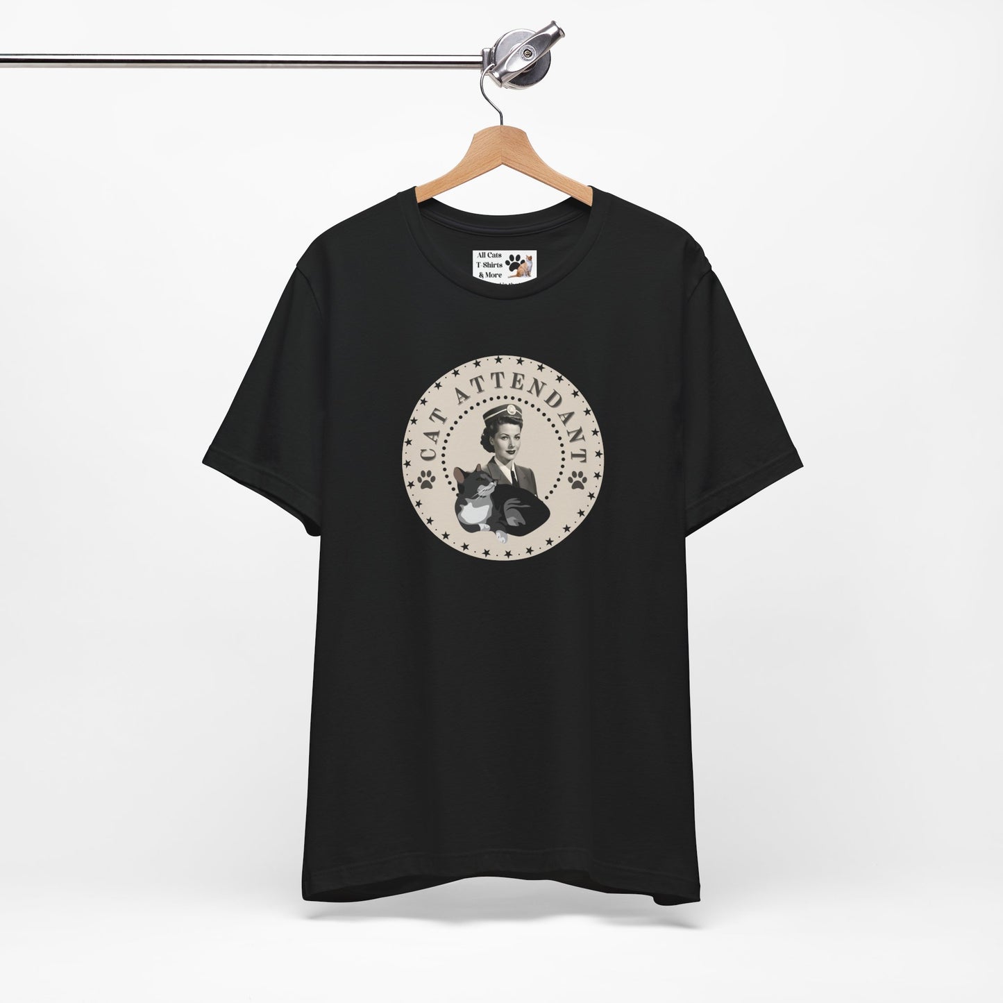 Vintage Style "Cat Attendant" T-Shirt - (Unisex Jersey Short Sleeve Tee - Perfect Gift for Cat Lovers!)