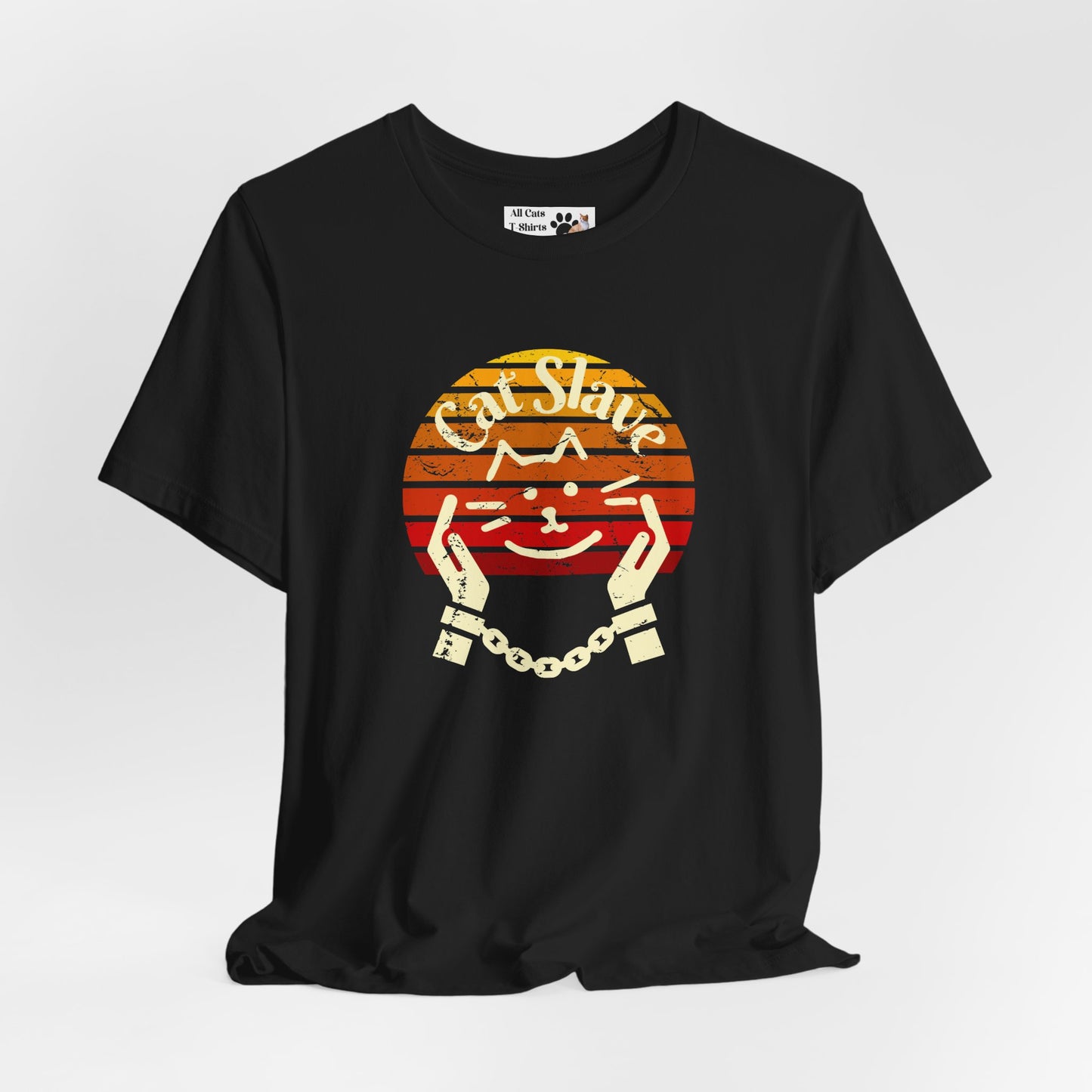 Cat Slave Vintage Sunset T-Shirt - (Unisex Jersey Tee - Casual & Trendy Distressed Style Design, Cat Fan Tee)