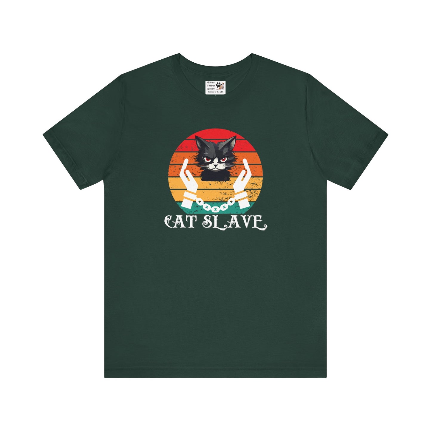 Cat Slave Vintage Sunset T-Shirt, Unisex Jersey Tee - Casual & Trendy "Distressed Grunge Style" Design