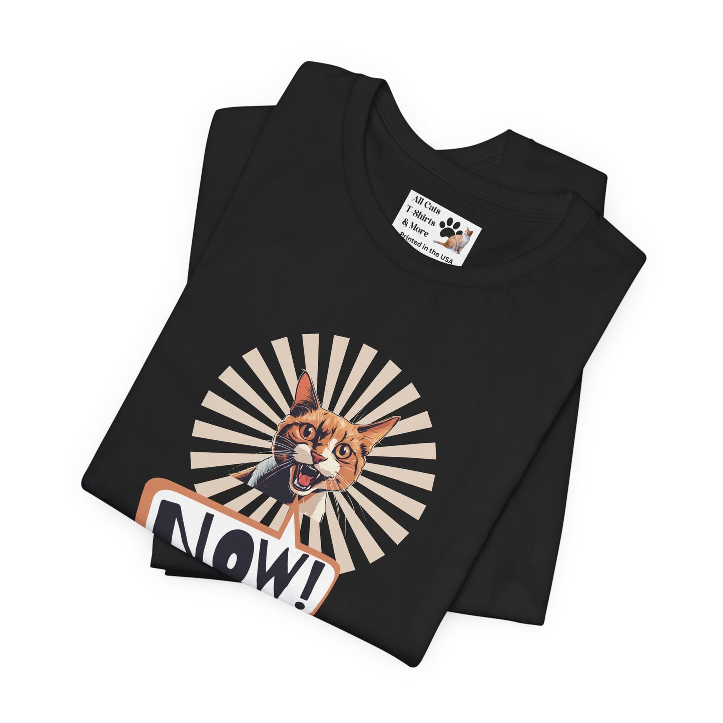 "NOW Cat" Graphic T-Shirt - (Funny Cat Unisex Jersey Tee - Perfect for Cat Owners!)
