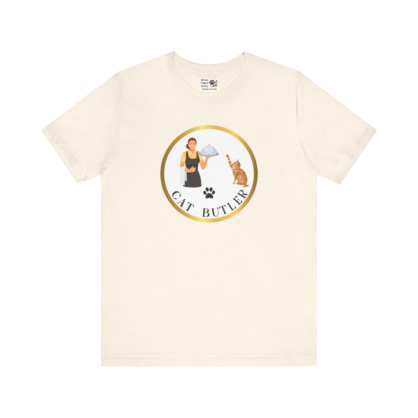 "Cat Butler" T-Shirt - With Vintage Style Design - (Unisex Jersey Short Sleeve Tee - Perfect Gift for Cat Lovers!)