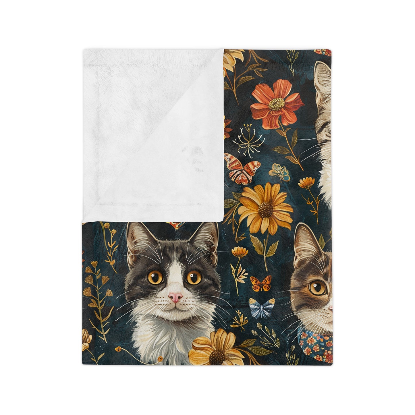 Cozy Cat-Themed Velveteen Blanket for Cat Lovers, Cute Gift for Pet Owners, Home Decor, Perfect for Snuggling or Picnics