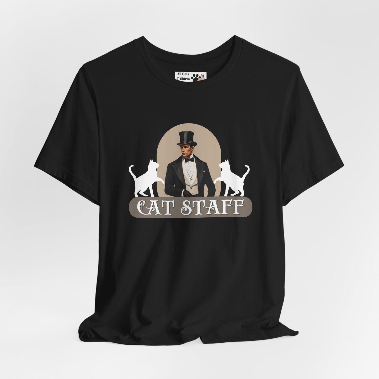 Cat Staff T-Shirt - ("Victorian Era Style" - Unisex Jersey Tee - Perfect for Cat Lovers)