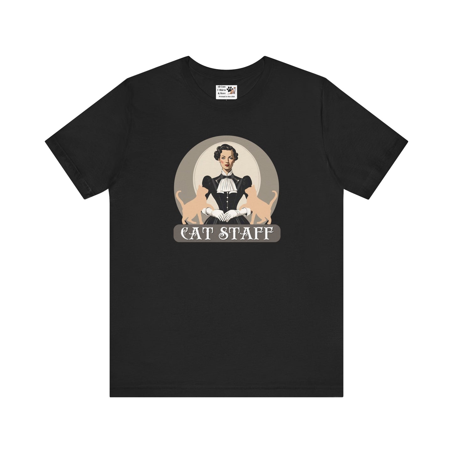 Cat Staff T-Shirt - ("Victorian Era Style" - Unisex Jersey Tee - Perfect for Cat Lovers)