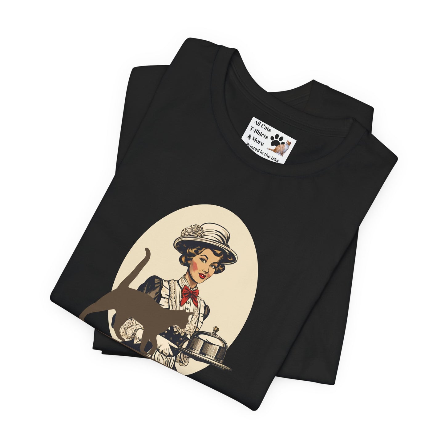 Cat Staff T-Shirt - ("Victorian Era Style" - Unisex Jersey Tee - Perfect for Cat Lovers)