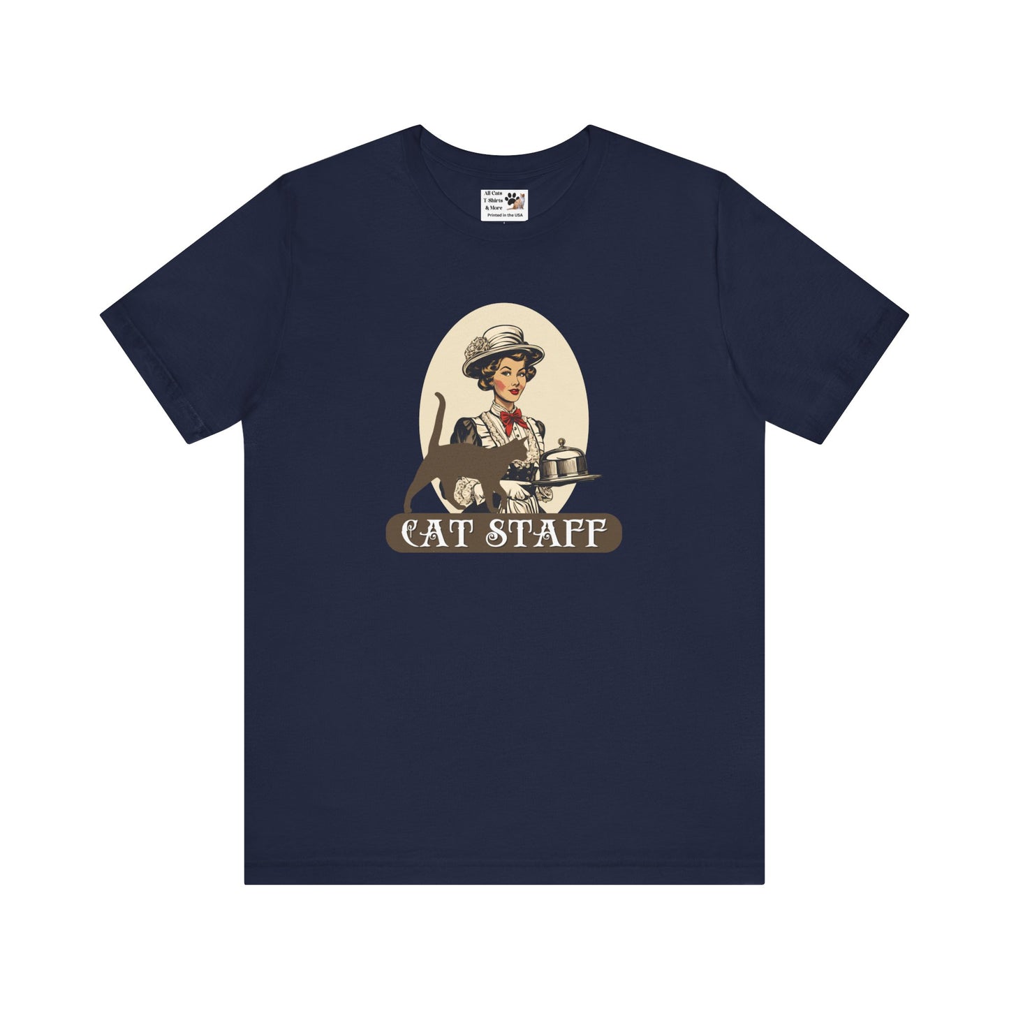 Cat Staff T-Shirt - ("Victorian Era Style" - Unisex Jersey Tee - Perfect for Cat Lovers)