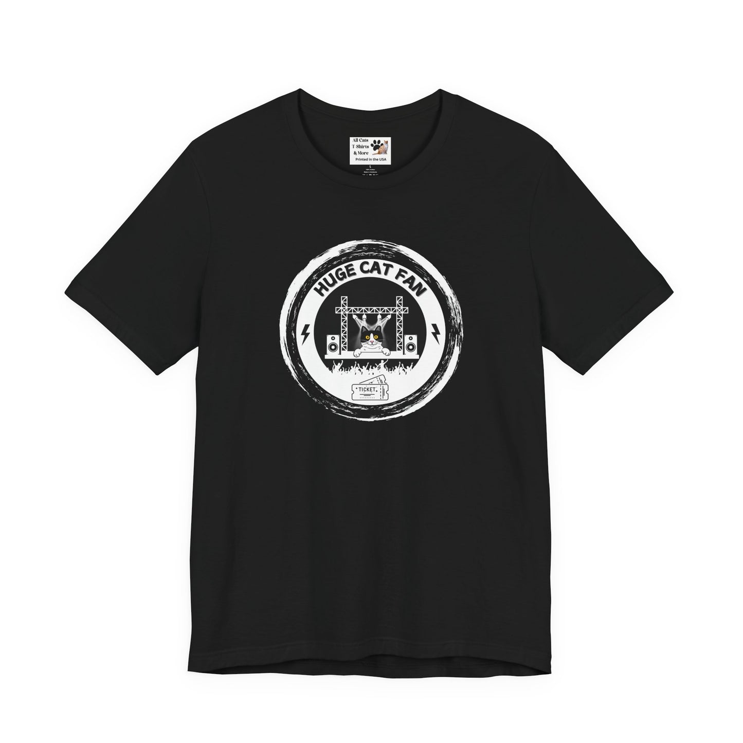 Huge Cat Fan "Brushed Circle Style" T-Shirt - (Fun Unisex Jersey Cat Lover Tee)