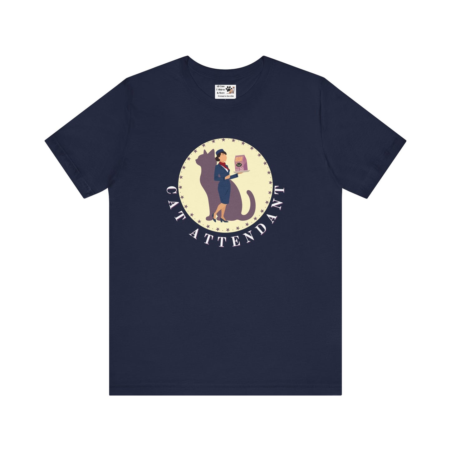 Fun "Cat Attendant" T-Shirt - (Unisex Jersey Short Sleeve Tee - Perfect Gift for Cat Lovers!)