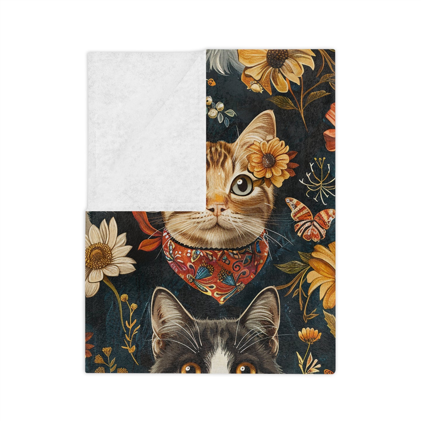 Cozy Cat-Themed Velveteen Blanket for Cat Lovers, Cute Gift for Pet Owners, Home Decor, Perfect for Snuggling or Picnics