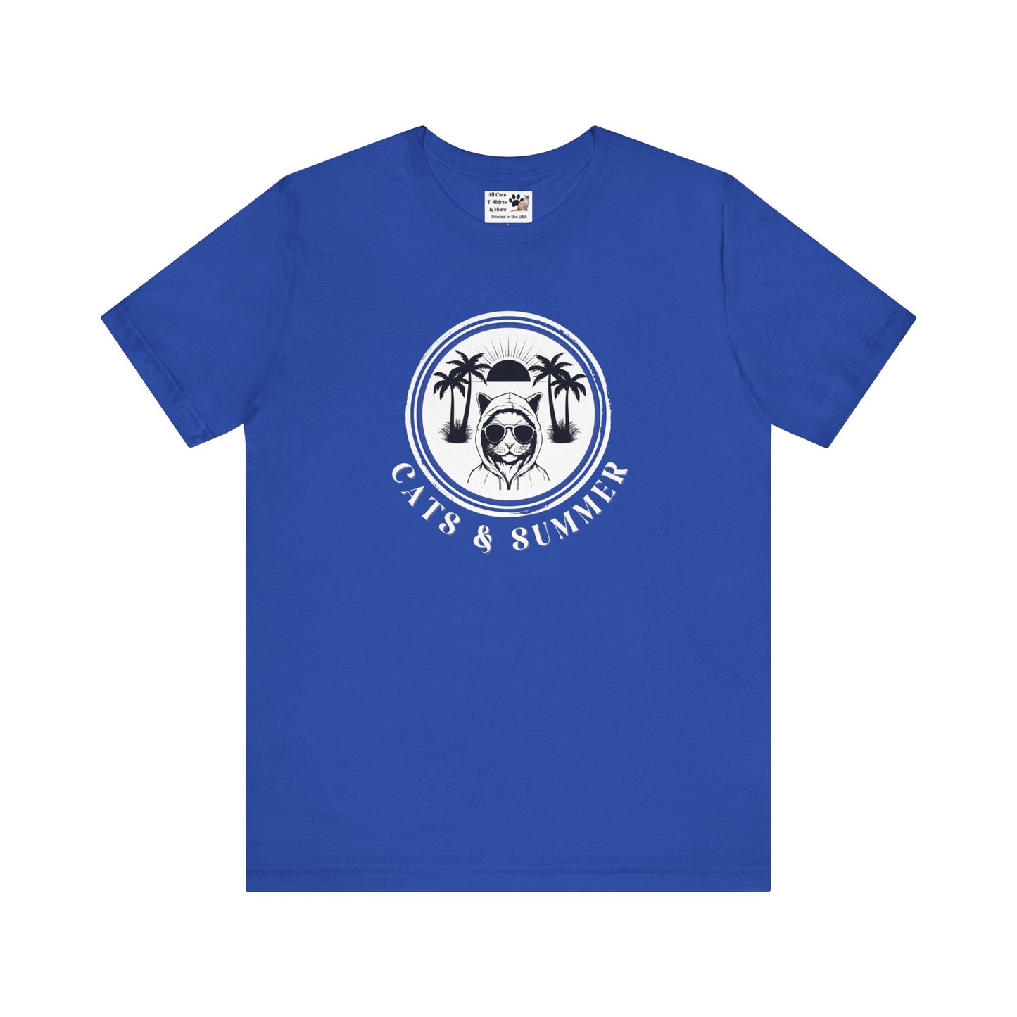 Cats & Summer Graphic T-Shirt - (Fun Summer Vibes, Perfect Gift for Cat Lovers, Beach Days, Unisex Tee)