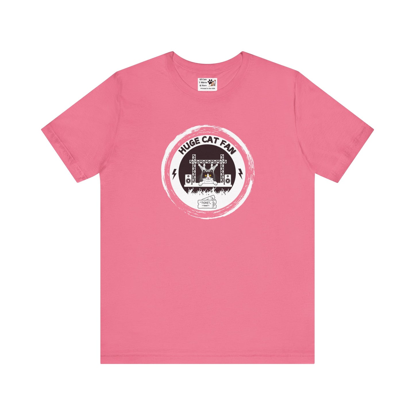 Huge Cat Fan "Brushed Circle Style" T-Shirt - (Fun Unisex Jersey Cat Lover Tee)
