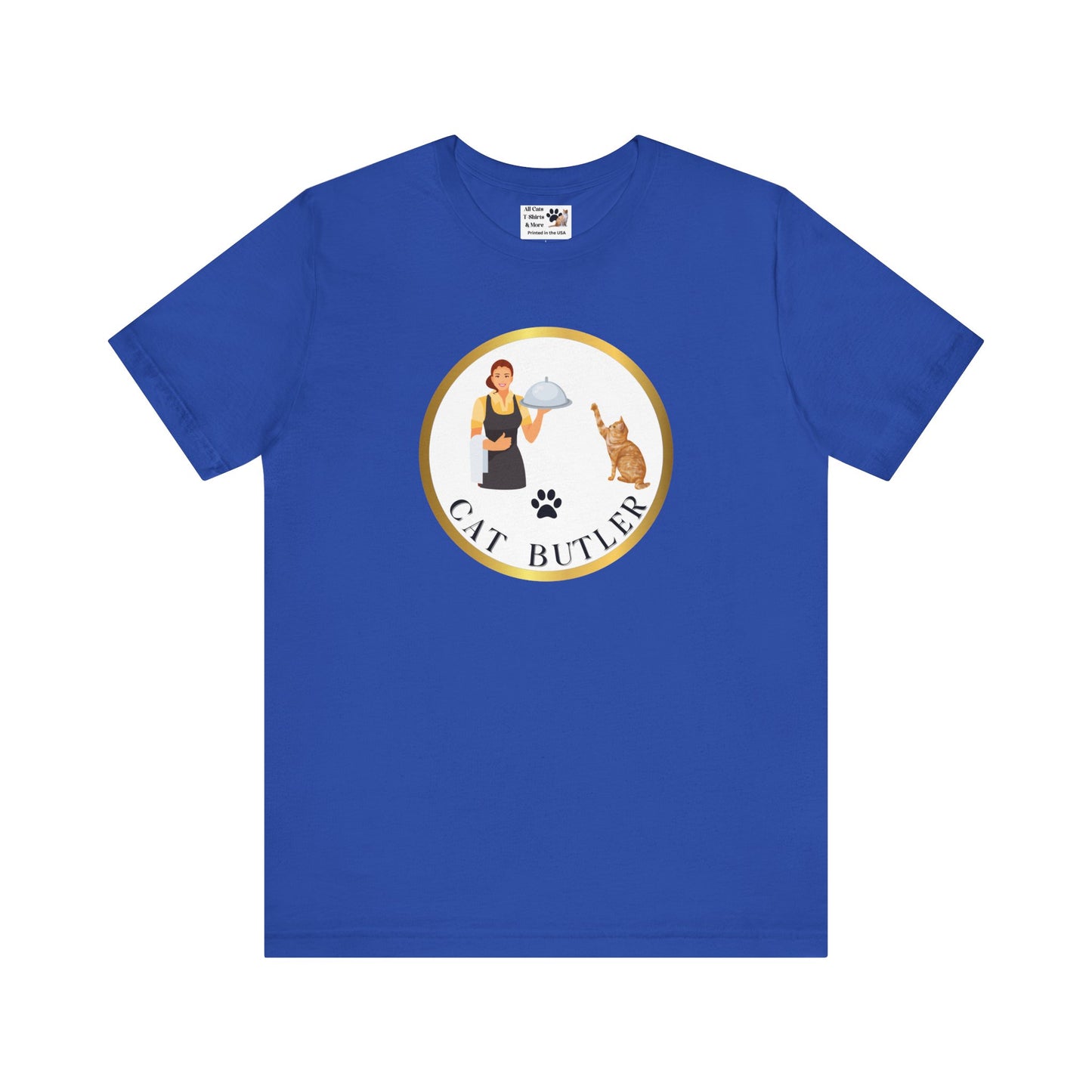 "Cat Butler" T-Shirt - With Vintage Style Design - (Unisex Jersey Short Sleeve Tee - Perfect Gift for Cat Lovers!)