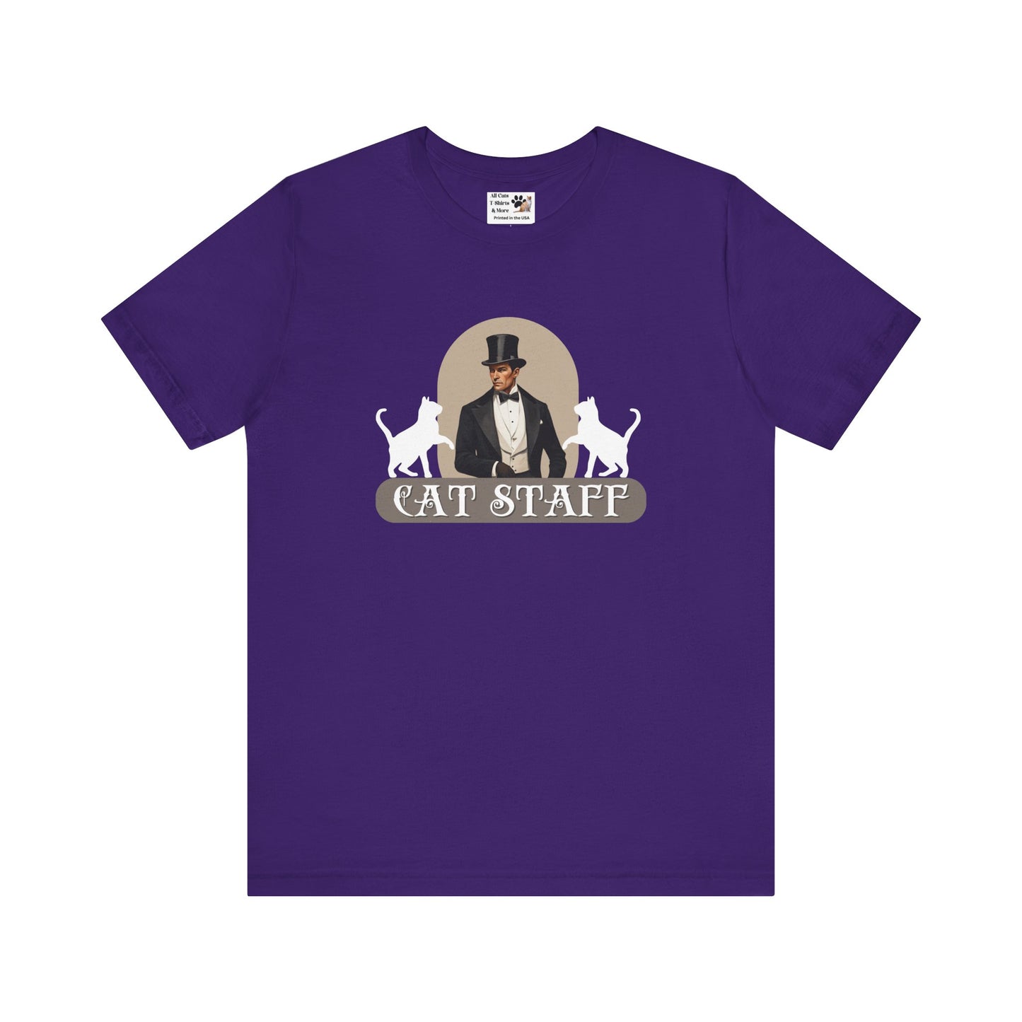 Cat Staff T-Shirt - ("Victorian Era Style" - Unisex Jersey Tee - Perfect for Cat Lovers)