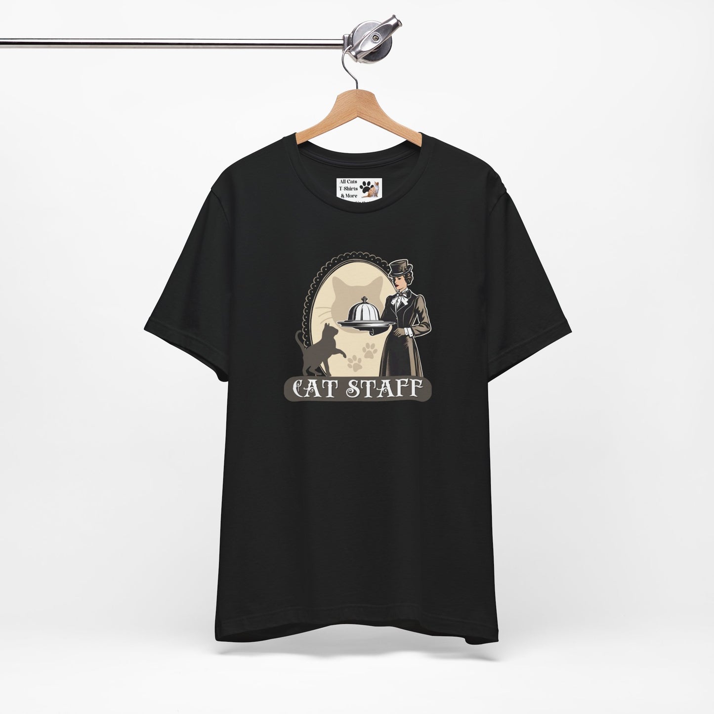 Cat Staff T-Shirt - ("Victorian Era Style" - Unisex Jersey Tee - Perfect for Cat Lovers)