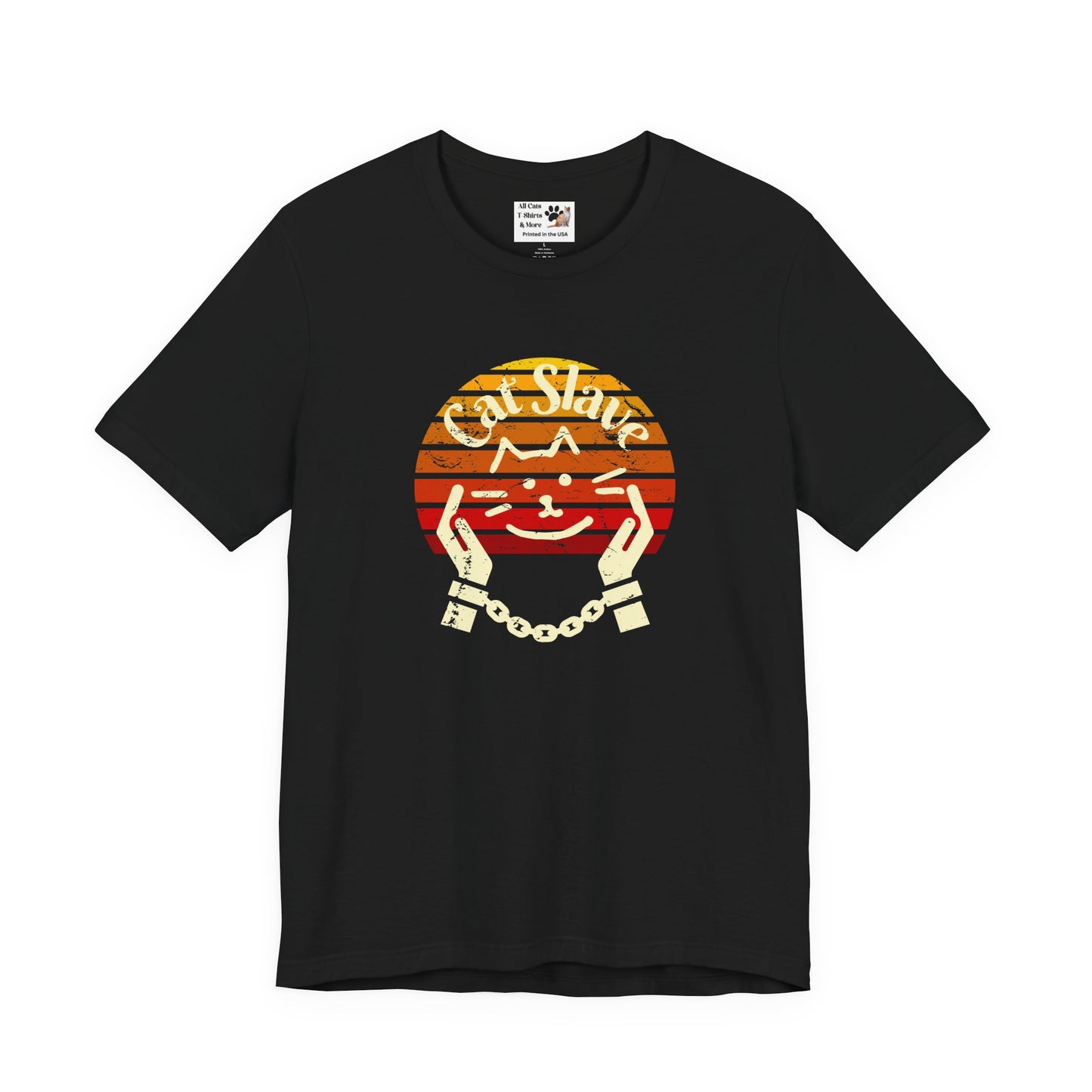 Cat Slave Vintage Sunset T-Shirt - (Unisex Jersey Tee - Casual & Trendy Distressed Style Design, Cat Fan Tee)