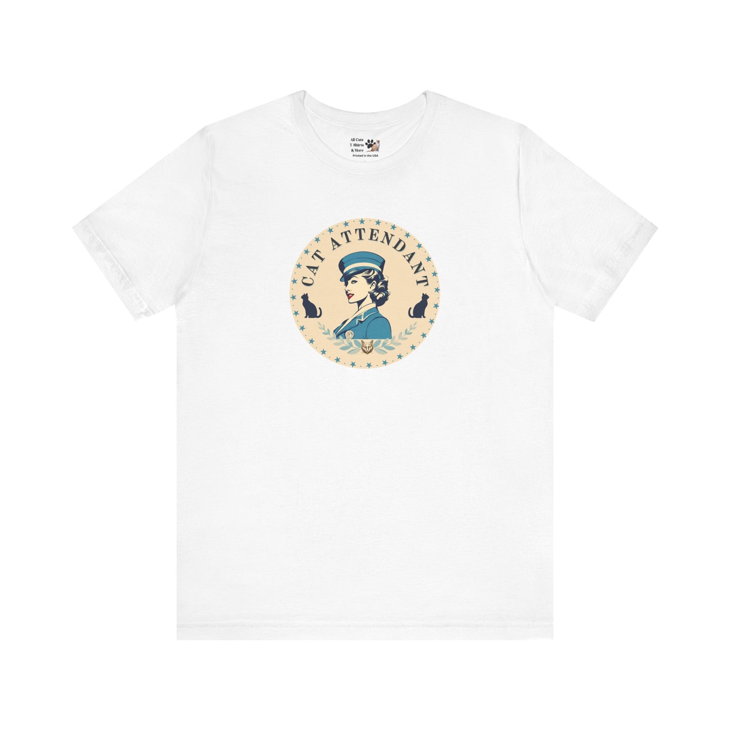 Vintage Style "Cat Attendant" T-Shirt - (Unisex Jersey Short Sleeve Tee - Perfect Gift for Cat Lovers!)